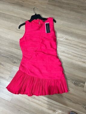 French Connection Hot Pink Sleeveless Pleated Dress
